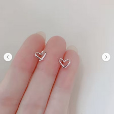 HEART SHAPE OPEN STUD EARRINGS SILVER IN COLOR STAINLESS STELL POST