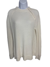LOFT Womens Open-Knit Cream Small Sweater Lightweight Feminine Classic