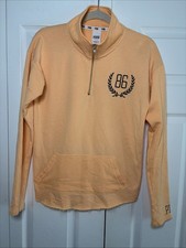 PINK Victoria's Secret Quarter Zip Pullover Womens Size S Peach 86 Logo