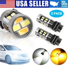 2X White Amber 3157 3156 Switchback LED Turn Signal Light 4157na 3457a DRL Bulbs