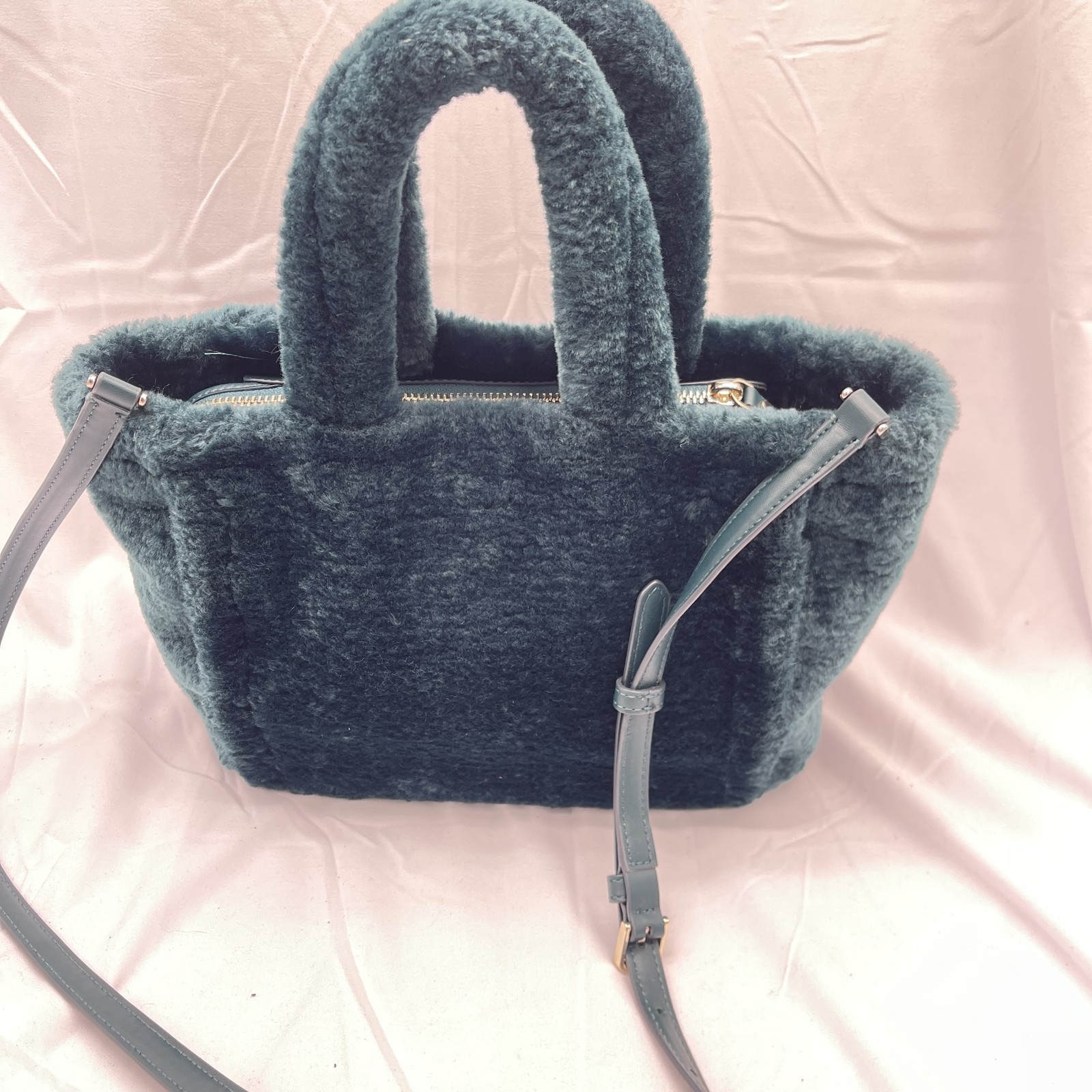 Kate Spade Womens Ella Tote Bag Faux Shearling K9390 Green thumbnail 4