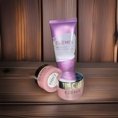 2 ELEMIS PRO COLLAGEN ROSE CLEANSING BALM7oz & 2.5Oz Superfood Berry Mask No Box
