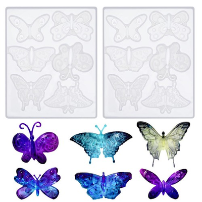 #ad 2 Pack 3D Butterfly Silicone Mold for Epoxy Resin 6 Styles Translucent $10.06
