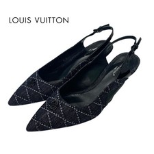 LOUIS VUITTON Arclight Line Pumps Shoes LV Logo Slingback Size 37 Authentic