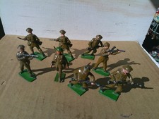 Johillco, ww2 British Infantry, x8 vintage lead painted hollow cast, c5