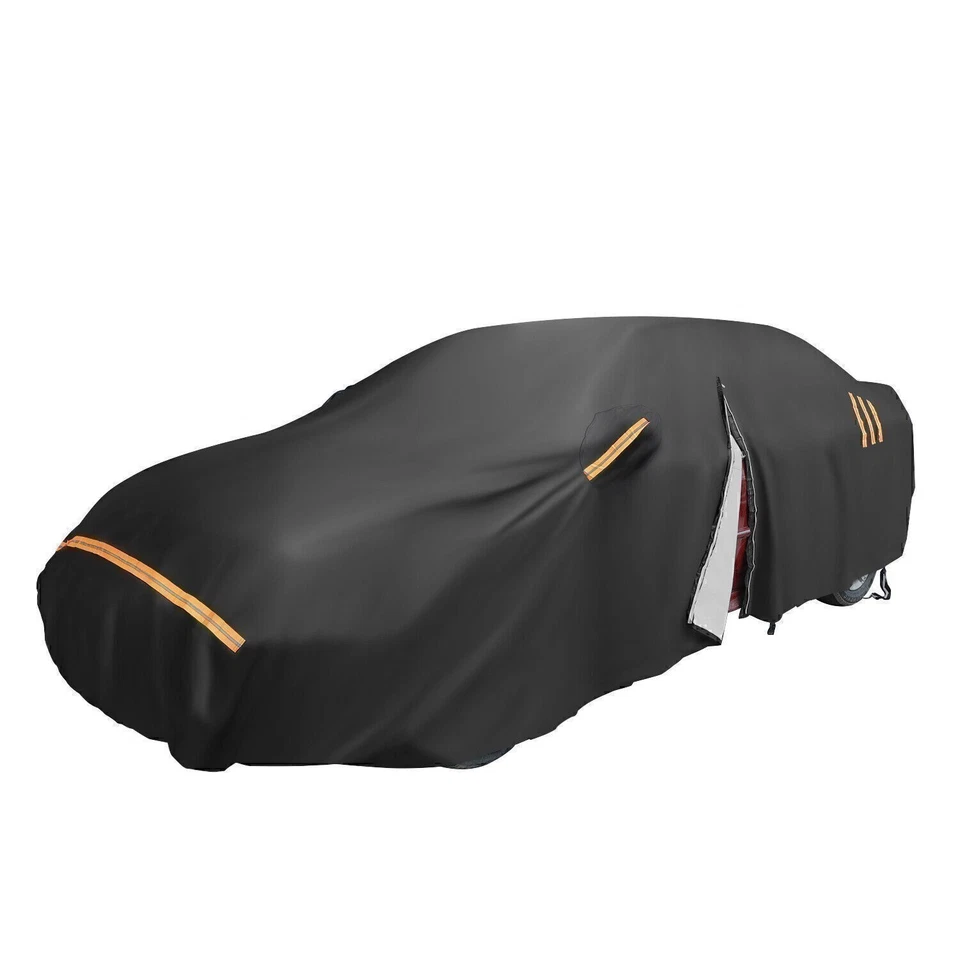 210D Car Cover UV Sun Snow Dust-proof Resistant Outdoor Protection & Zipper Door - Image 3 of 4