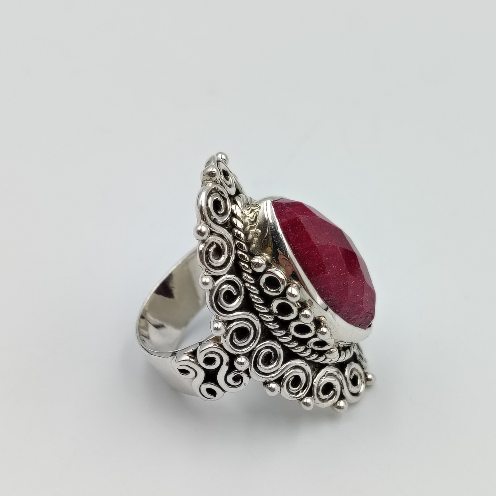Sterling Silver 925 Raw Ruby Statement Long Cockt… - image 9
