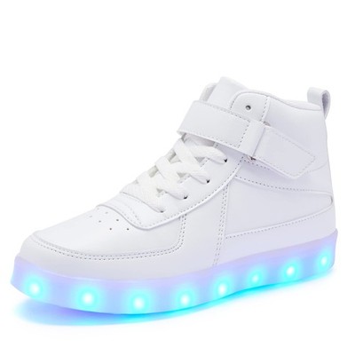 Kids LED Light up Shoes USB Charging Flashing Light Up High-top Sneakers for ...