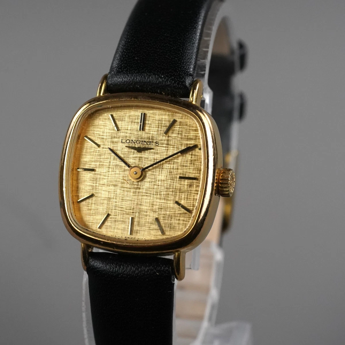Longines Womens Watch 18k Yellow Gold Textured Vintage 1974 Swiss Hand Wind 15mm Vintage Longines 14K Gold Filled Hand Winding Ladies Watch W  main image 2