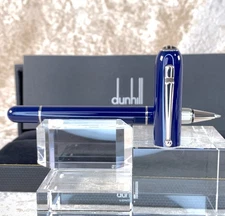 Dunhill Rollerball Pen Sidecar Rare Blue Lacquer Palladium Finish with Case