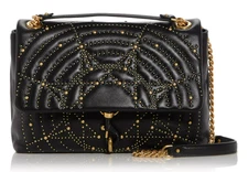 🌞REBECCA MINKOFF EDIE FLAP WICKED STUDS BLACK LEATHER CHAIN SHOULDER BAG🌺NWT!