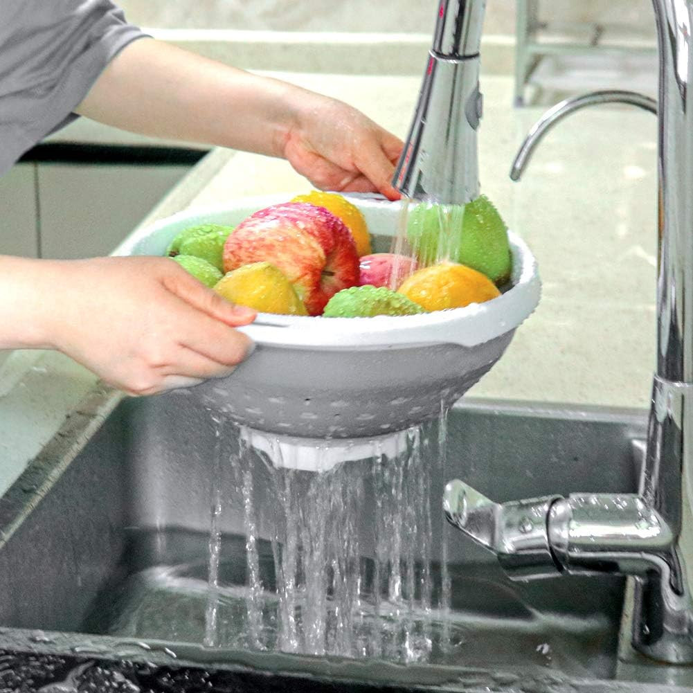 Qimh Collapsible Colander and Strainer, 5 Quart(1.25 Gal), Heavey Duty Kitchen D