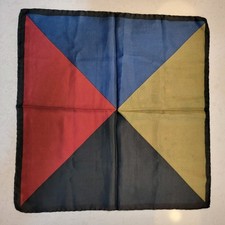 Vintage Scarf Hankie 100 Silk Pocket Square Multicolor Colorblock FLAWS
