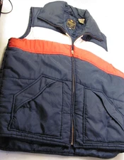 Vtg 80s Alleson Puffer Vest Mens XLT Blue Red White Stripes Retro Colorway 46-48