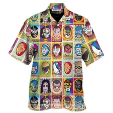 Mexican Wrestling Retro Mask Hawaiian Shir