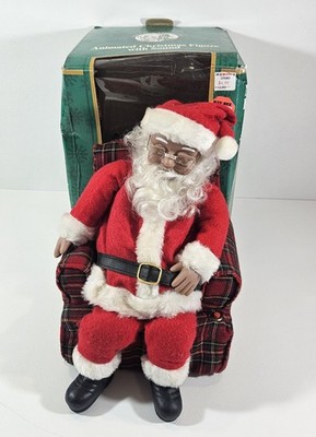 Gemmy North Pole Christmas Animated SNORING SANTA IN ARMCHAIR 90s Works Video