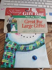 Christmas Draw String Gift Bag With Tag 24x30