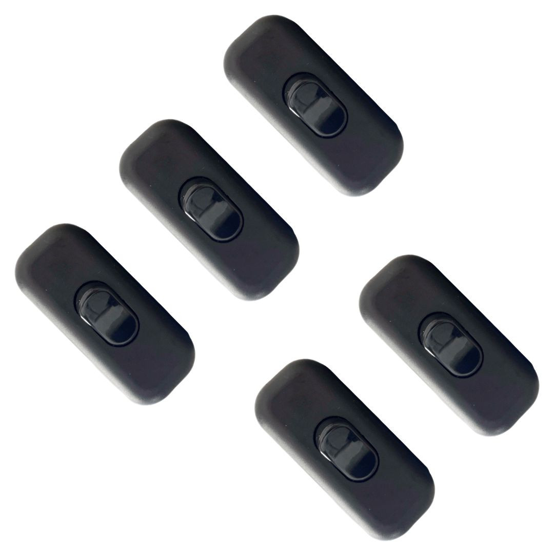 gloca Set 5 Interruttori Passafilo In Termoplastica On/Off Colore Nero 250V