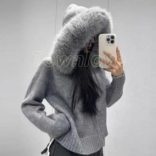 Knitwear Cardigan Women Spring Fashion Knitted Jacket Female Autumn Hooded