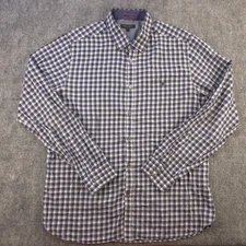 Ted Baker Shirt 5 Blue Check Long Sleeve Button Up Cotton Pocket