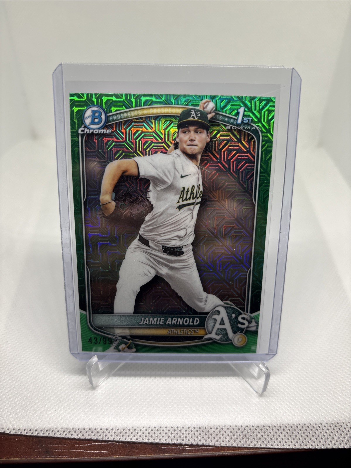 2025 1st Bowman Chrome Draft JAMIE ARNOLD Green Mojo /99 Athletics #BDC-30