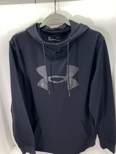 Under Armour Cold Gear Hooded Sweatshirt Mens L Black Loose Fit Long Sleeve Logo