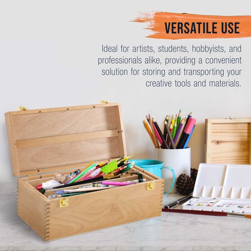 US Art Supply Artist Wood Pastel, Pen, Marker Storage Box with Drawer(s) - Picture 5 of 5