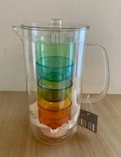 Crofton 98 oz Pitcher With Lid & Tumbler Set Includes 4 Multicolor Tumblers NEW
