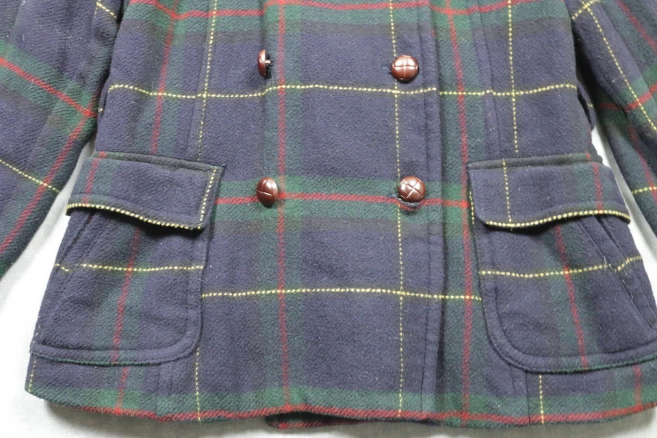 Chaqueta para mujer American Eagle Outfitters grande verde marino a cuadros estilo chaquetón Foto 3 de 4