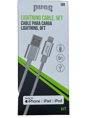 NEW PUGS Cable 9’ Tangle Resistant Connector Cord for iPhone, iPad, iPod 