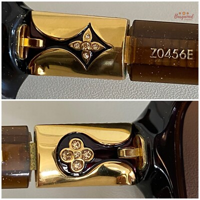 Authentic LOUIS VUITTON Brown Glitter Frame Heather Strass