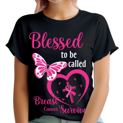 Butterfly Blessed To Be Called Breast Cancer Survivors Damen T-Shirts #TA-188