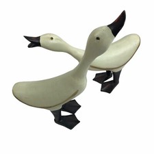 Vintage Wood Duck Goose Figurine set Farmhouse Decor Country Rustic Cabin