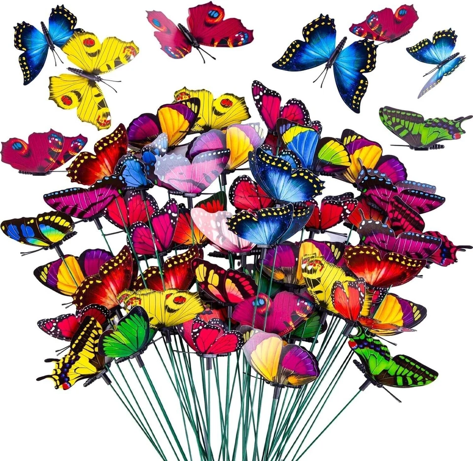 1set 50pcs Lawn Decorations Garden Vases Decoration Waterproof Butterflies - Image 2 of 4