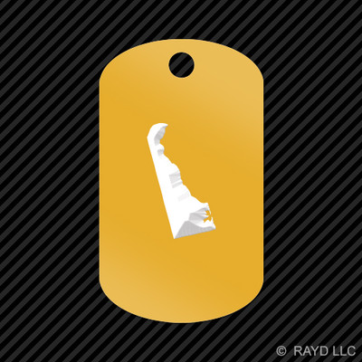 Delaware Shaped Keychain GI dog tag engraved many colors  DE