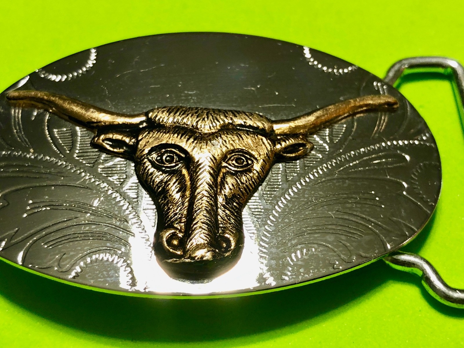 Vintage? Unsigned Texas long horn cow steer rodeo cowboy western Belt