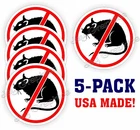 5 pack Funny NO RATS Vinyl 2" Stickers Decals [FREE SHIP - NO TRACKING]