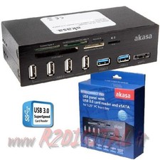 CARD READER AKASA INTERNO 5,25" PANNELLO MULTIFUNZIONE LETTORE MEMORY  SDXC SDHC