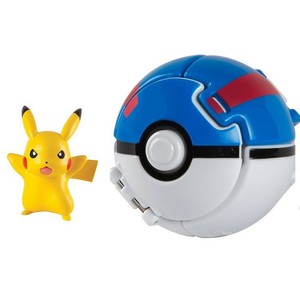 Pokemon Throw Pop Pikachu Figura Great Ball Blu Poke Ball Sfera Originale Tomy Ebay