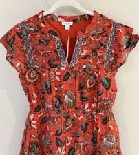 NWT Sundance Catalog Red Floral “Fleurine Ruffle Dress” Size PM $198