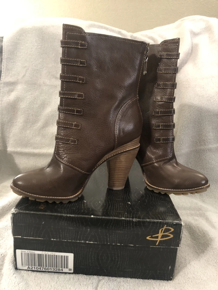 Botas B. Makowsky Talla 8M Tacón Alto Cuero Marrón BF COLLIN-En muy buena condición Foto 2 de 4