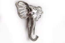 Wall Hook - Aluminium - ELEPHANT HEAD - Decorative Single Hook