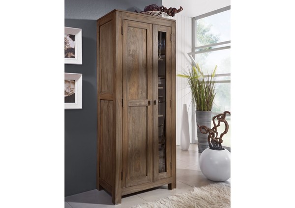 Schrank Nature Grey #0125 Wohnzimmerschrank Sheesham Palisander 70X180X45Cm-image