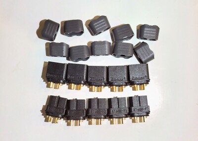 5 Pairs Amass XT60H Connector Plug 3.5mm Gold-plated Plug Black Protective Caps