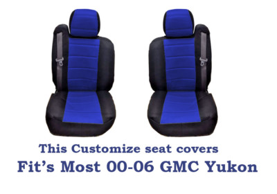 Black/Blue Mesh Fabric Customized seat covers Fit's 00-06 GMC Yukon.