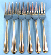 Hampton Gold Tone  Set of 6  Dinner Forks 8" Stainless Marked 196