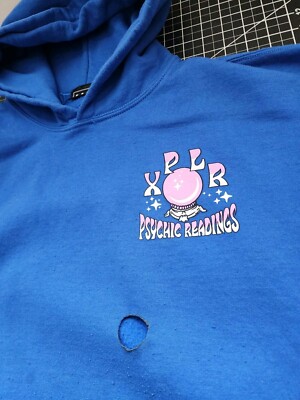 XPLR Fortune Teller Graphic Hoodie Men's XL Blue Skeleton Psychic