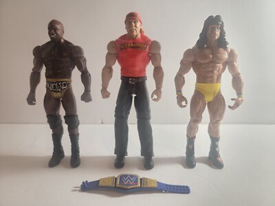 Mattel WWE Hulk Hogan, Ultimate Warrior, & Apollo Crew w/ Elite Universal...