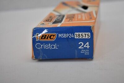Bic Cristal 1.6mm MSBP24 18575 Blue Ink Xtra BOLD Ball Pen, Box of