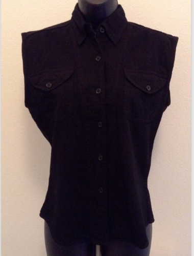 Biker's Edge Top Small Black Sleeveless Button Down Motorcycle Travel Casual - Picture 6 of 9